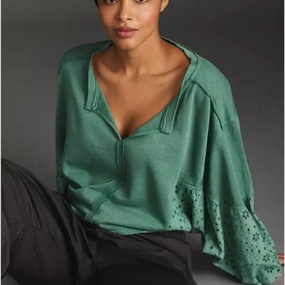 Anthro Pilcro batwing eyelet sweatshirt m - Picture 3 of 8